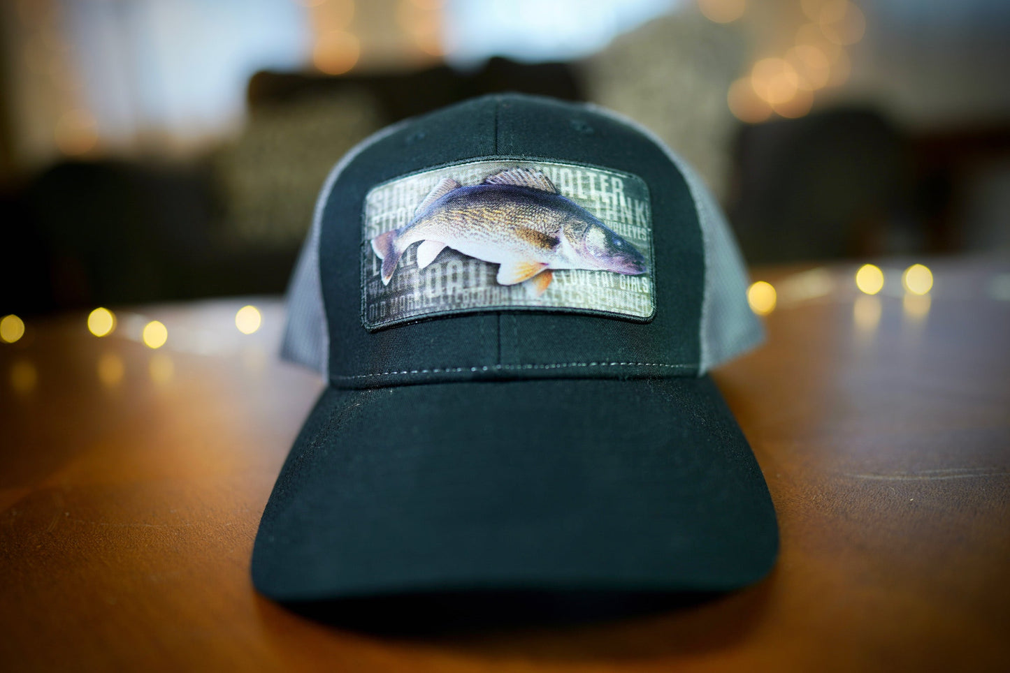 "I LOVE FAT GIRLS" Walleye Design Trucker Hat (Charcoal Mesh/ Black Fabric)