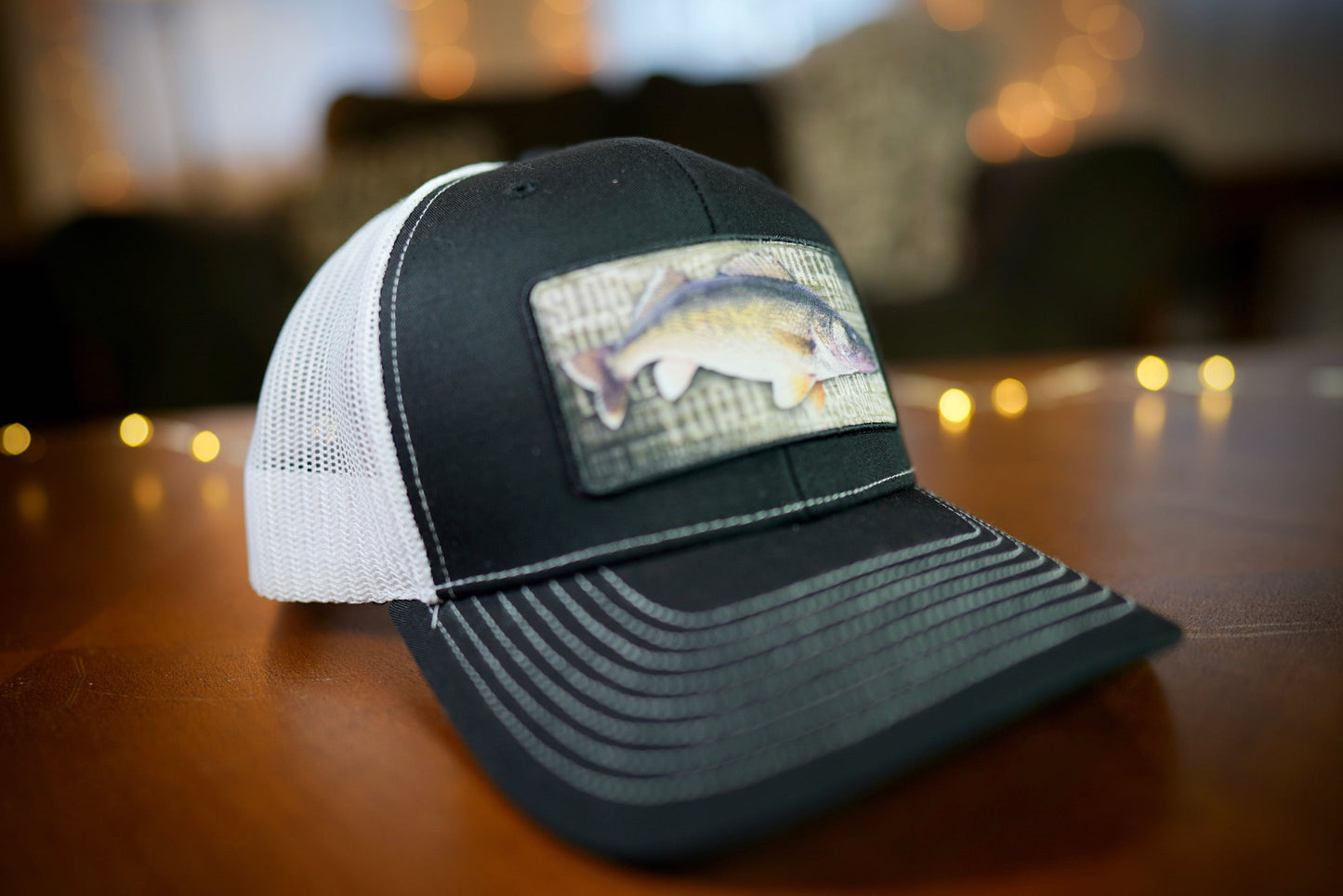 "I LOVE FAT GIRLS" Walleye Design Trucker Hat (White Mesh/ Black Fabric)