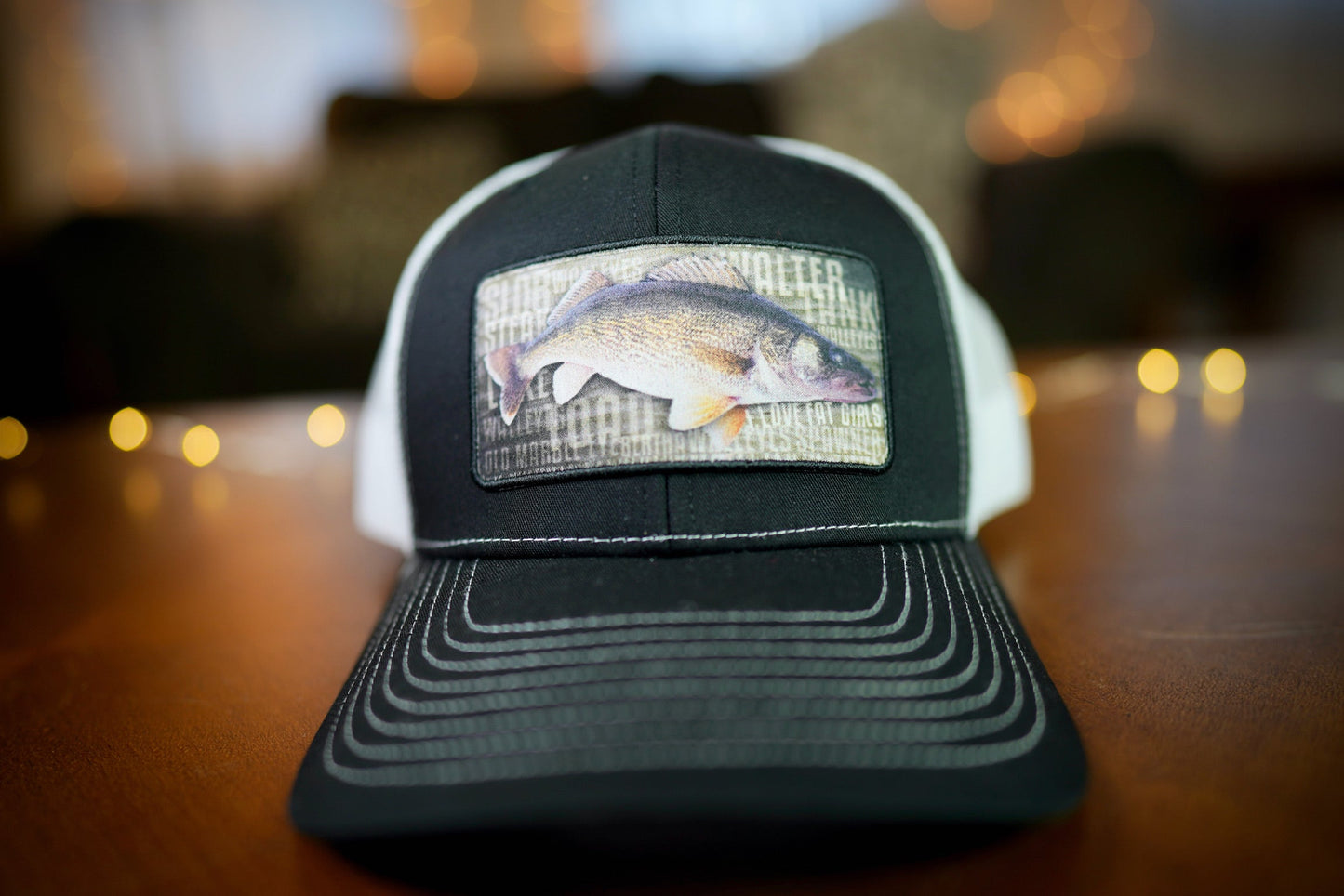 "I LOVE FAT GIRLS" Walleye Design Trucker Hat (White Mesh/ Black Fabric)