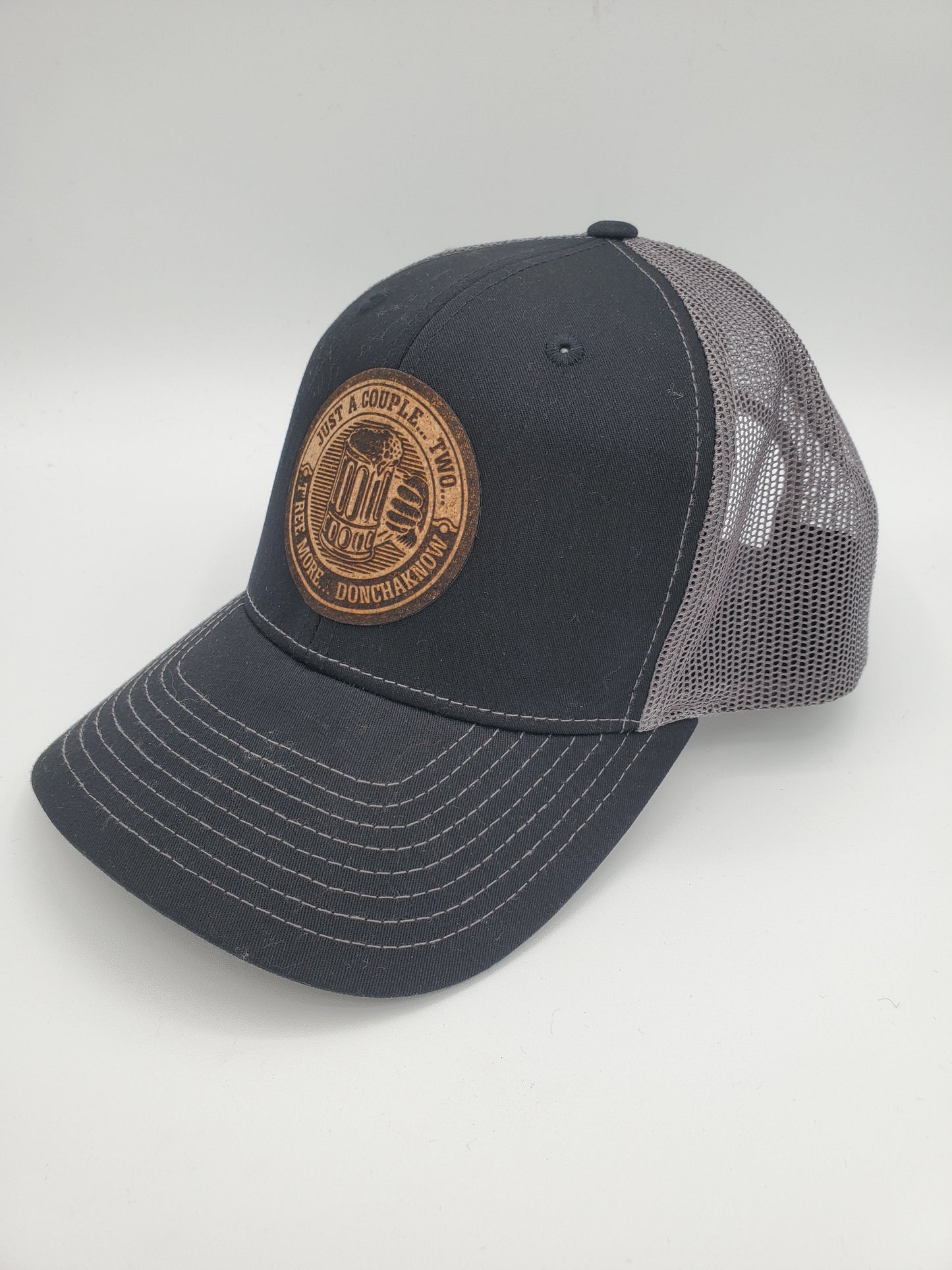 "Couple, Two, T'ree" Drinkin' Design Trucker Hat (Charcoal Mesh/ Black Fabric)