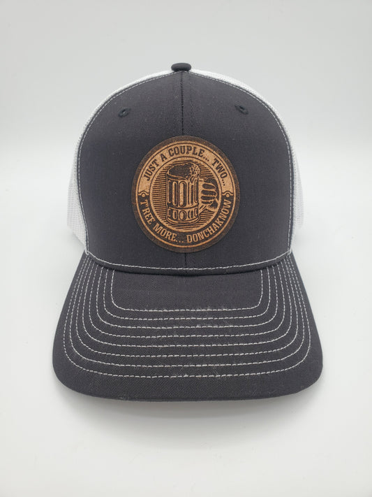 "Couple, Two, T'ree" Drinkin' Design Trucker Hat (White Mesh/ Black Fabric)