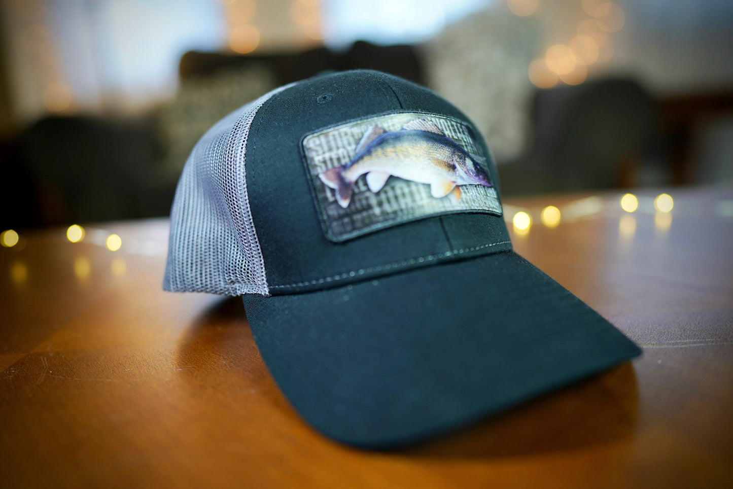 "I LOVE FAT GIRLS" Walleye Design Trucker Hat (Charcoal Mesh/ Black Fabric)