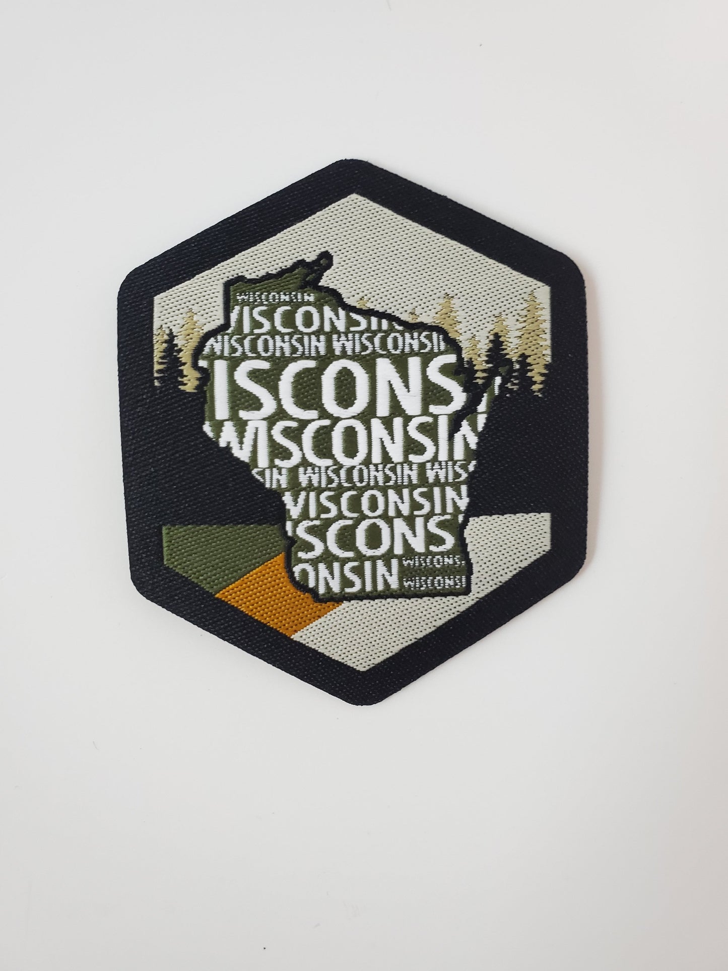 "Vintage Wisconsin" Design Trucker Hat (Coffee Mesh/ Khaki Fabric)