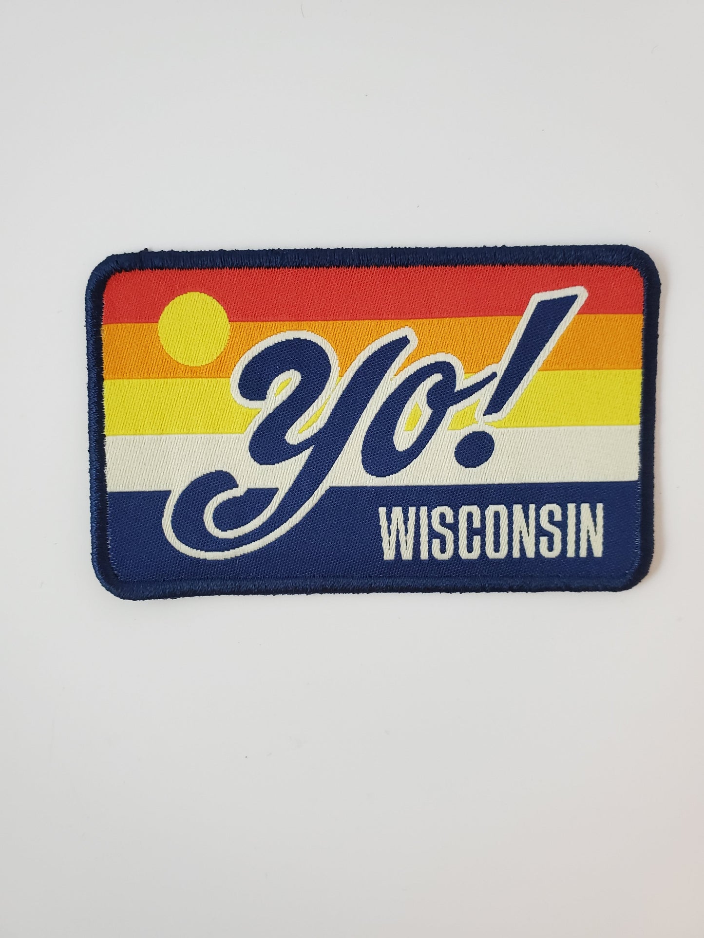 "YO! Wisconsin" Retro Design Trucker Hat (White Mesh/ Khaki Fabric)