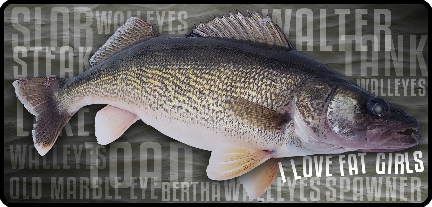 "I LOVE FAT GIRLS" Walleye Patch Black/Charcoal 6 Panel Trucker Hat